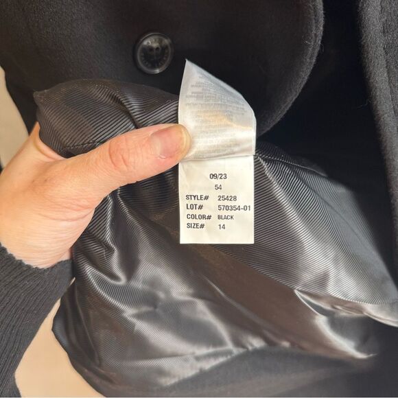 Lauren Ralph Lauren Double Breasted Wool Blend Black Coat Women’s Size 14 - Picture 8 of 10